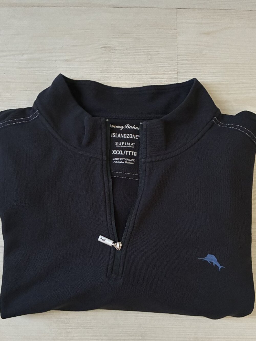 Tommy Bahama Emfielder IslandZone® Half-Zip Black with Blue Marlin Size XXXL